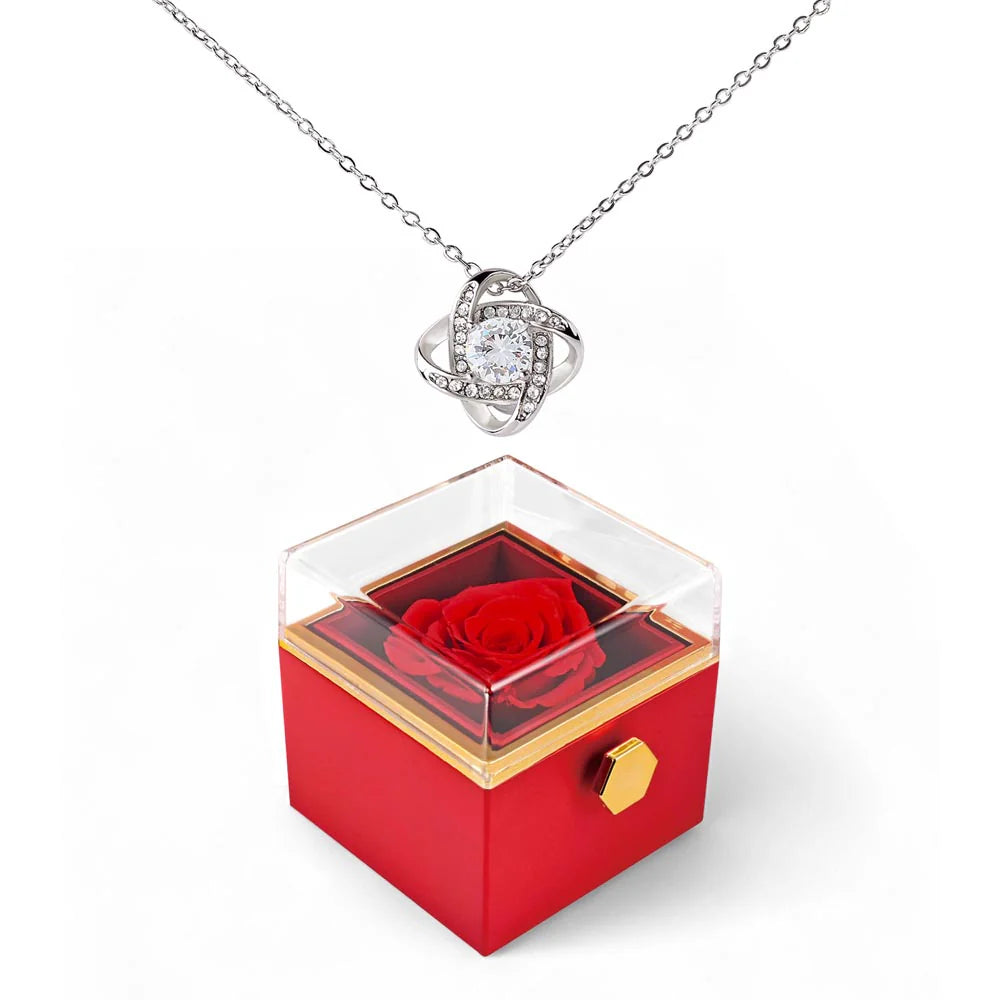 Love Knot Necklace in Rotating Rose Box