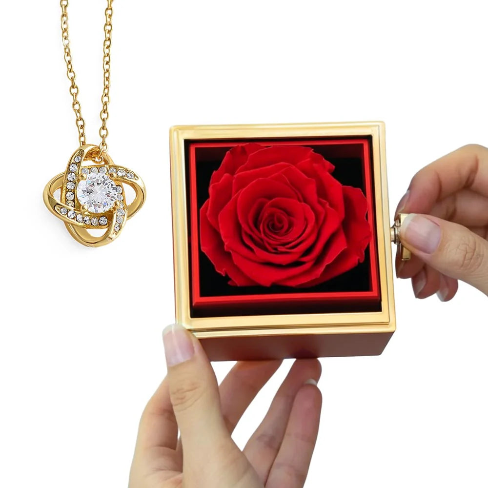 Love Knot Necklace in Rotating Rose Box