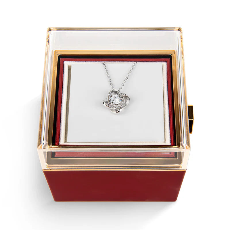 Love Knot Necklace in Rotating Rose Box
