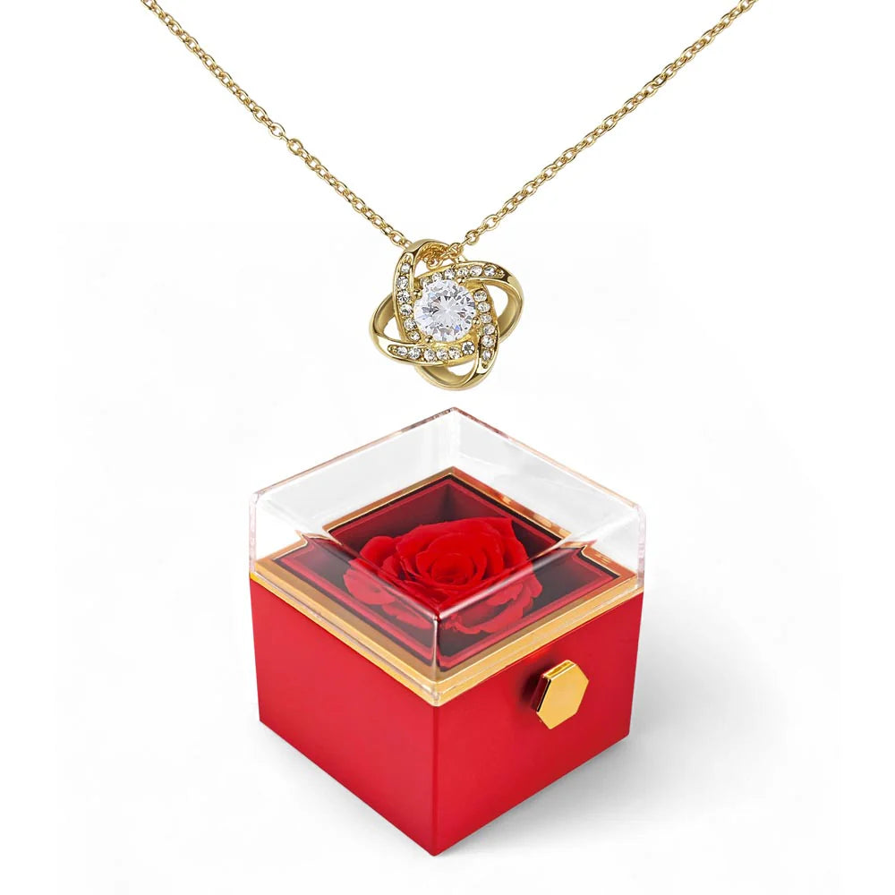 Love Knot Necklace in Rotating Rose Box