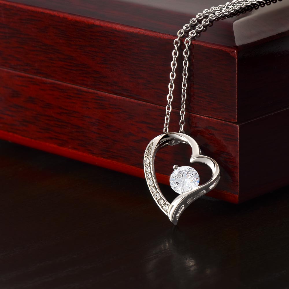 Heart-Cradled Gem Necklace in Luxury Mahogany Box