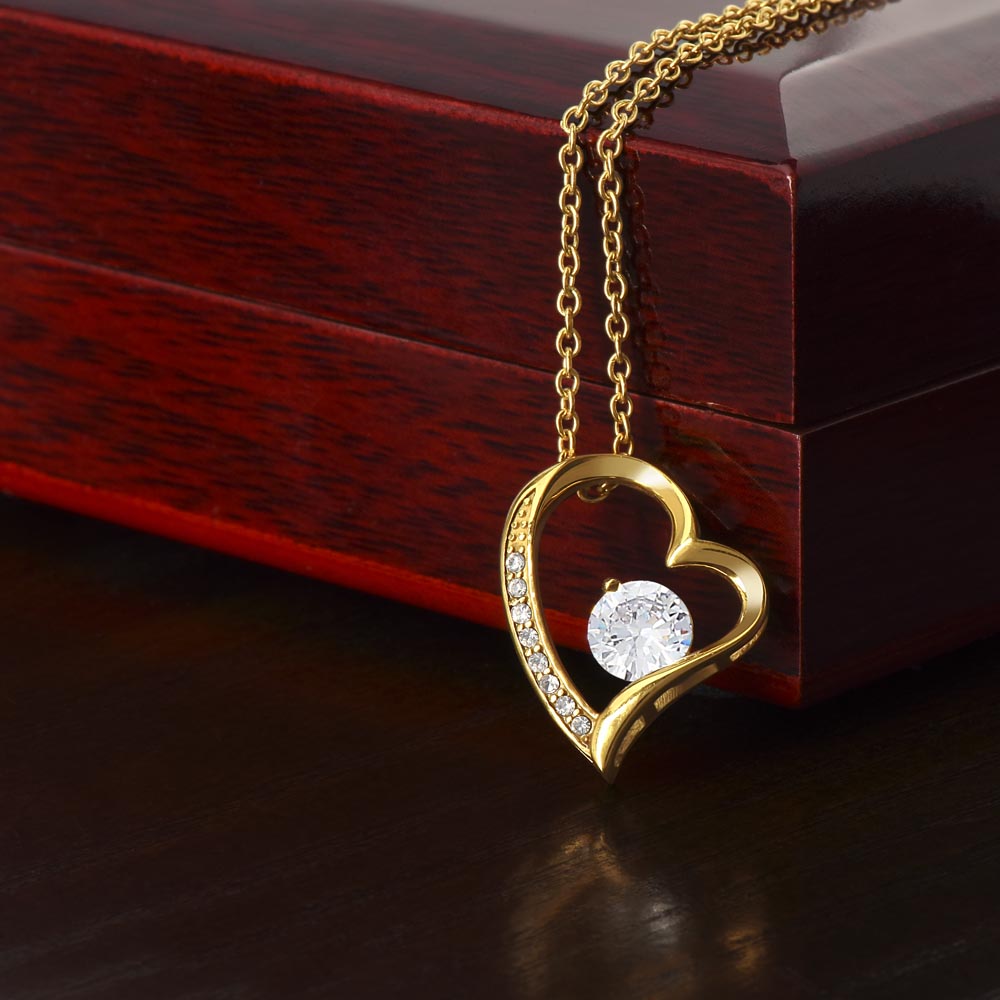 Heart-Cradled Gem Necklace in Luxury Mahogany Box