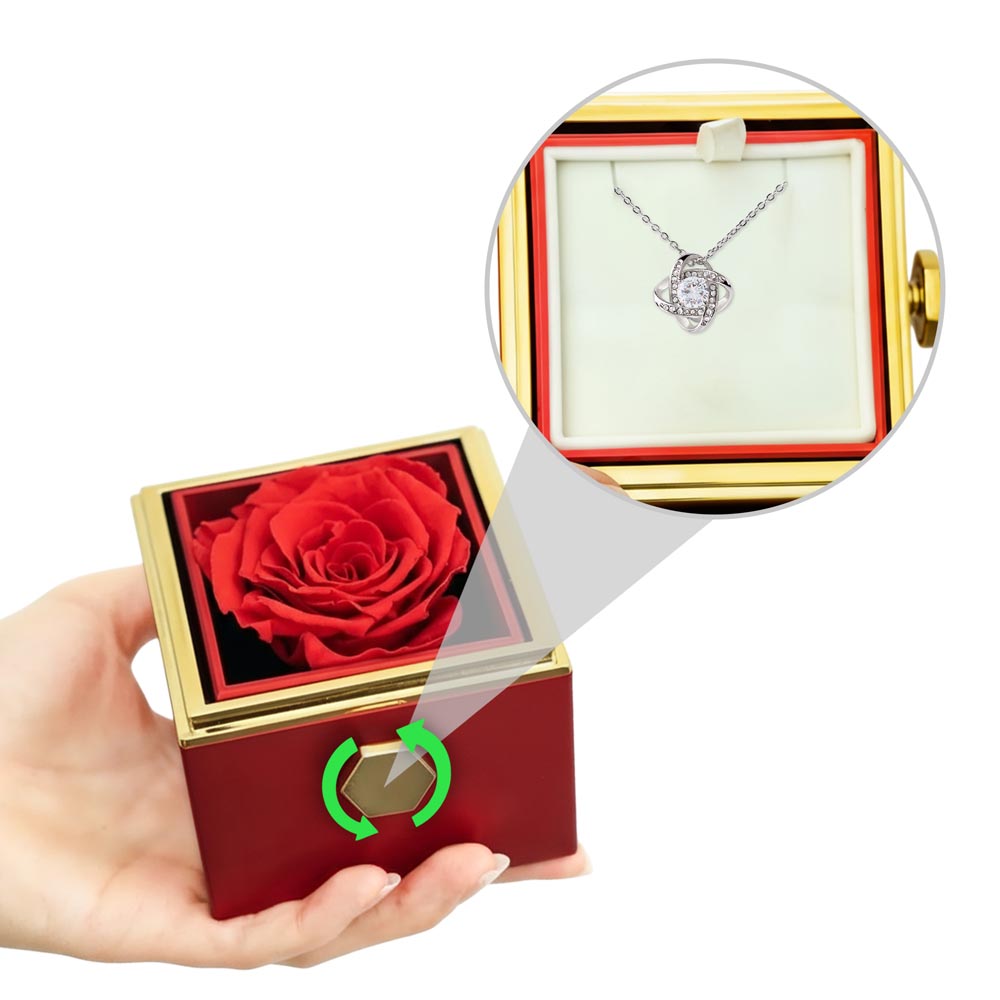 Love Knot Necklace in Rotating Rose Box